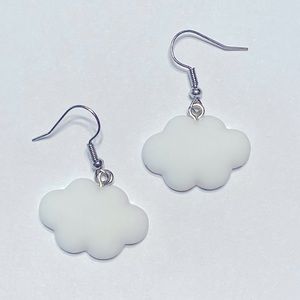 White emoji cloud dangle earrings